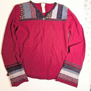 J Jill red sweater with colorwork detailing Size XS